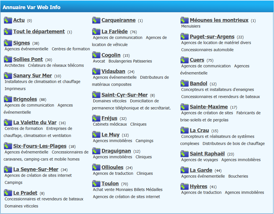 Annuaire Varwebinfos est l’annuaire des sociétés du Var